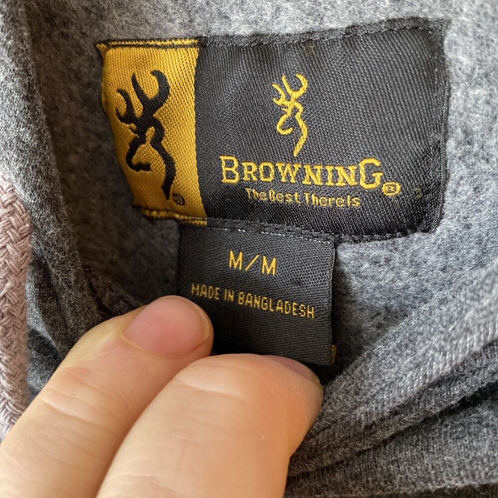 Browning Hoodie Women’s Medium Pouch Thumbholes Grey Pullover - Picture 3 of 11